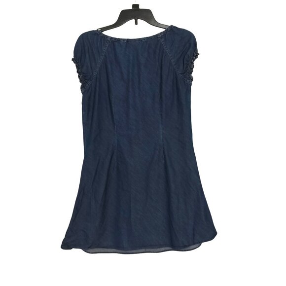 FADED GLORY A-Line Dress Junior Size Med Cap Ruffel Sleeves Denimy was hemmed - Picture 2 of 8